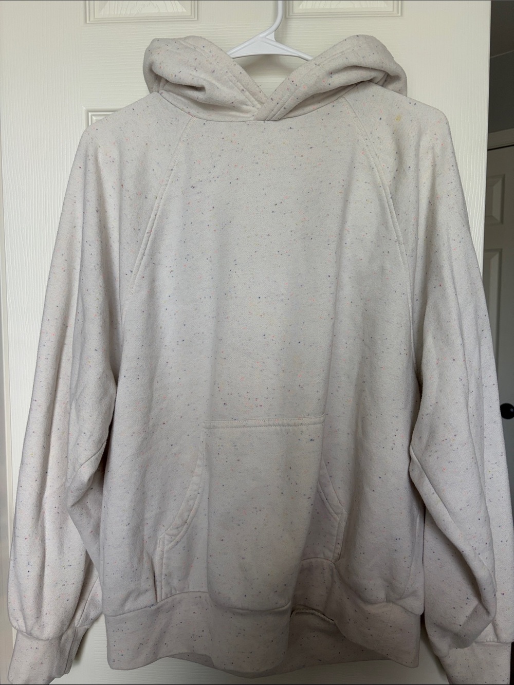 DSG Cream Speckled Pullover Hoodie with Multicolor Flecks